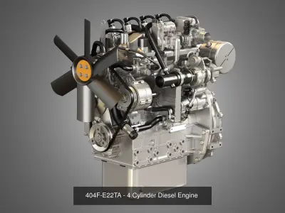 4 Cylinders Diesel Engines 3 in 1 3D Model Collection