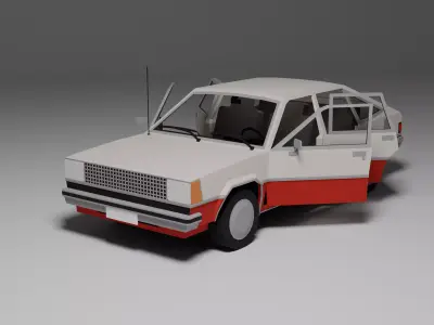 Low Poly 1980s Compact Hatchback 3D Model Car11 Low-poly 3D model