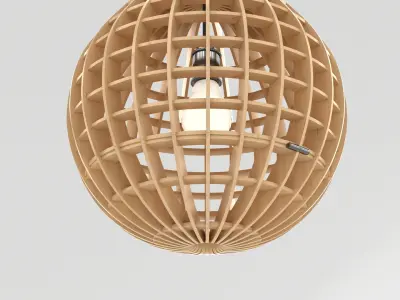 Decorative Wooden Ceiling Lamp 001 3D model