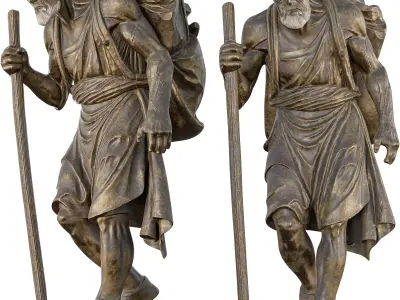 Ancient Wanderer Statue  Low-poly 3D model