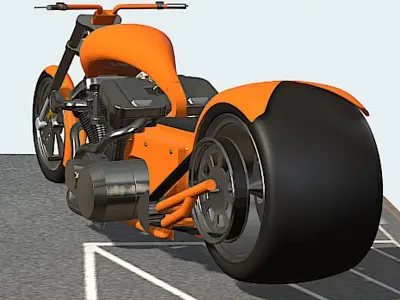 Pro Street V-Quad 250hp Chopper - High Poly 3D model