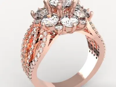 Diamond women ring 002 3D print model