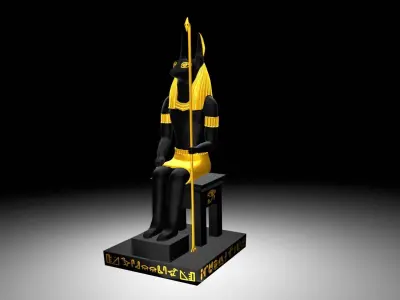 Egyptian god Anubis Sculpture Figure Low-poly 3D model