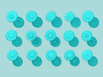 30 Sunflower Molds Pack - Silicone Maker - Template 3D Model Collection