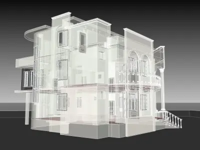 residential house with stairs and balconies 3D model