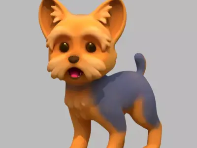 Cartoon Yorkie Low-poly 3D model