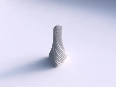 Vase grounded tilted triangle with twisted extruded lines 3D print model