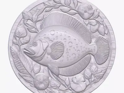 Flounder Fish 2 basrelief for 3D printing 3D print model
