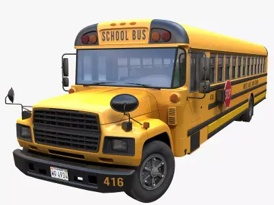 American generic school bus Low-poly 3D model