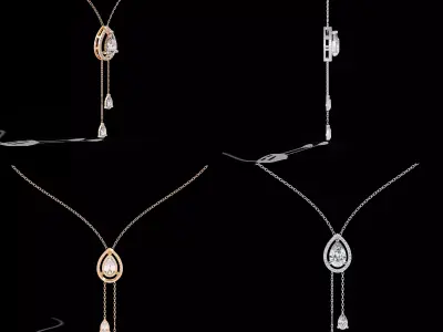 Luxury Pear Drop Double Chain Necklace CAD Design 3DM STL 3D print model