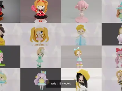 girls witch 3D Model Collection