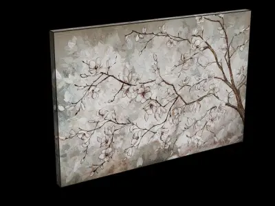 Magnolia Flowers Canvas Wall Art Low-poly 3D model