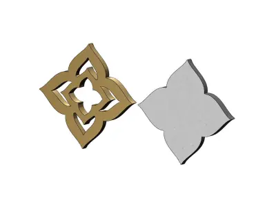 Floral star rosette and onlay relief  3D print model