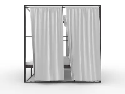 Poolside Cabana 05 with Animated Curtain Blowing in the Wind 3D model