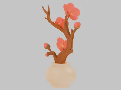 Cozy Armchair with Floral Design Low-poly 3D model