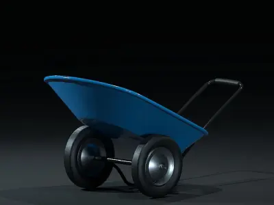 Gardening Cart blue painted Low-poly 3D model