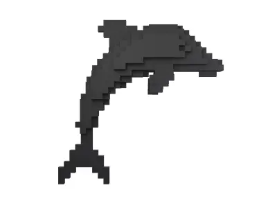 Voxel Dolphin v1 001 Low-poly 3D model