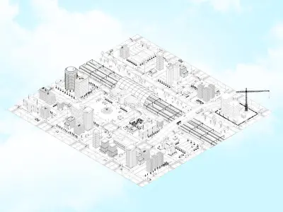 Ultimate Low Poly Megapolis City Pack2  Railway 3D model