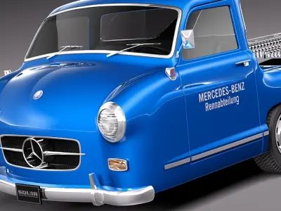 Mercedes Renntransporter 1954 Combo with grand prix car 3D model