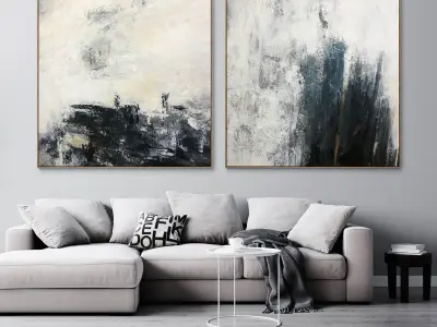 Plaster two square photo frames 21 Low-poly 3D model