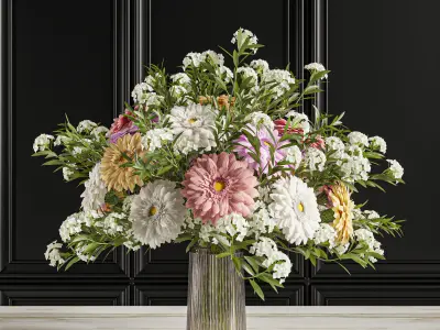 Flower Set 021 Gerbera Chrysanthemum 3D model