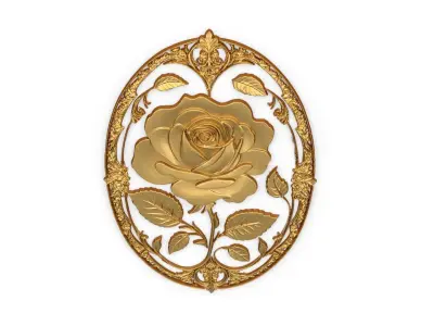 Classic oval carved decor ornament 04 3D model