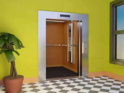Elevator and door Low-poly 3D model