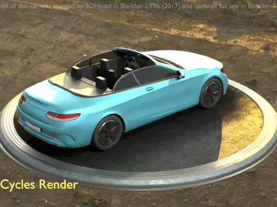 City Car 60 Top-Class Cabrio Open Type-A Blue Low-poly 3D model