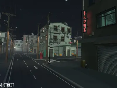 Japanese Street - modular city Low-poly 3D model