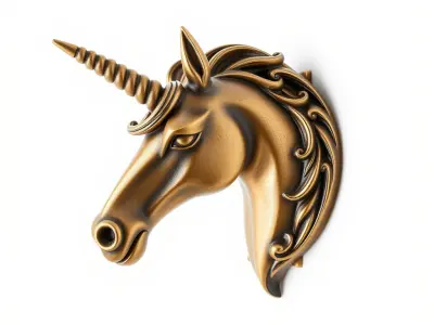 Bronze Unicorn Head Door Handle model pack Low-poly 3D model