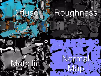 Classic Teal Convertible model pack Low-poly 3D model