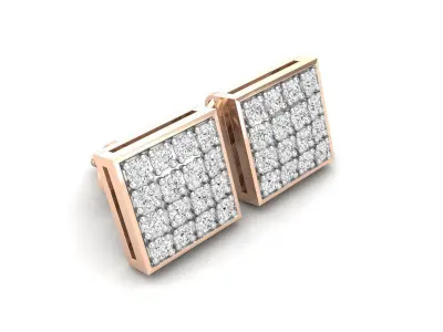 AV 494 Diamond Square Men Hip Hop Iced Stud Earrings 3D print model
