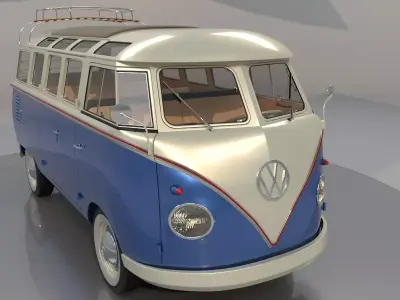 Volks Wagen Type 2 Kombi Samba HIGH POLY and LO POLY 3D model