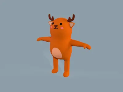Character 002 Cartoon Little Deer Cute Low-poly 3D model