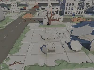 The City Ruins - LowPoly Post Apocalyptic Environment Low-poly 3D model