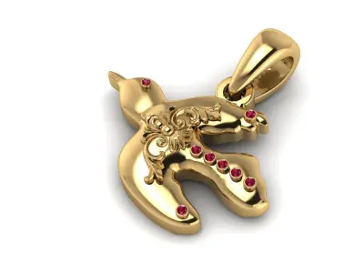 GOLDEN BIRDS PENDANT 3D PRINTABLE MODEL  3D print model