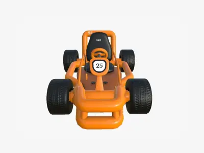 Cartoon Kart H07 Orange - Vehicle Racing Design Low-poly 3D model