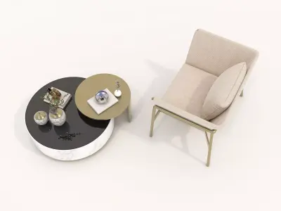 Modern Coffee Table and Armchair Set 51 3D model