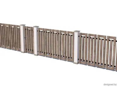 modern fence collection Low-poly 3D model