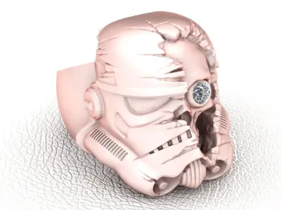 Damaged Sci-Fi Helmet Ring  3D print model