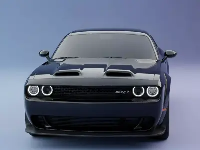 Menacing Dark Blue Dodge Challenger SRT Hellcat Low-poly 3D model