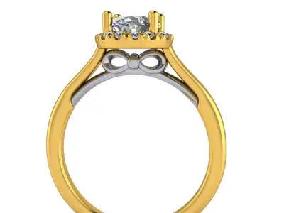 Modern Halo Bow Oval Cut Engagement Promise Wedding Bridal Ring 3D print model