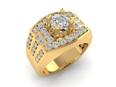 Luxury Square Halo Ring for Men  377 3D print model