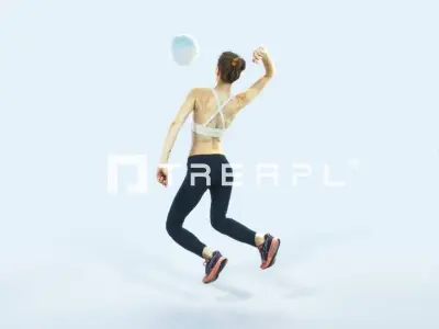 Beauty 17L Jumping Smashing Sports Volleyball Woman Low-poly 3D model