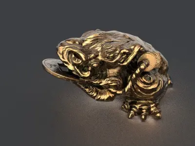 temple money frog Low-poly 3D model