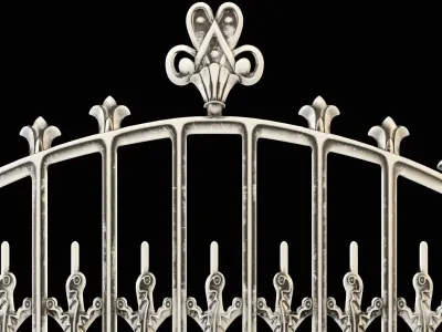 Wrought Iron Fence with Griffins 3D model