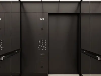 Modern Minimalist Elevator Interior and Exterior Design 3D model