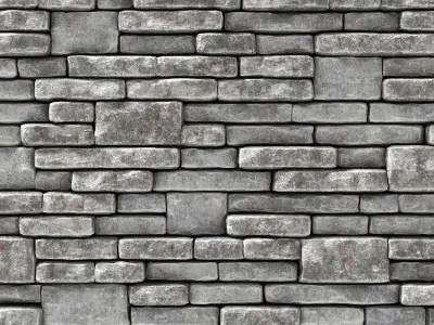 Brick stone wall block many n2 3D model