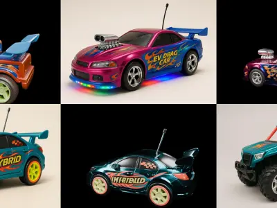 Controled Car bundle 6 pack 100 glb 3D model
