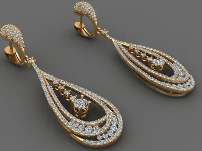 LUXURY MICROSETTING DIAMOND EARRINGS 3D print model